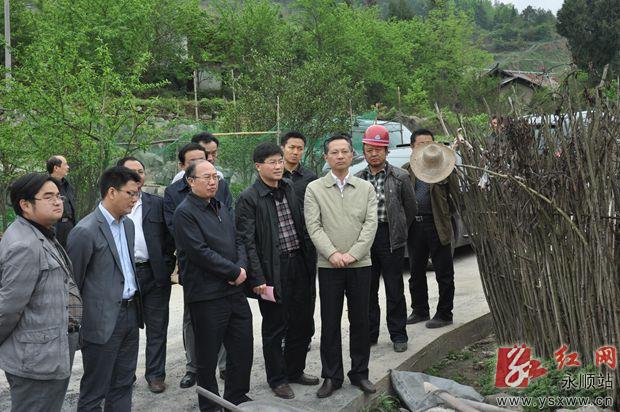在湘西州副州长何益群(后左二),永顺县委副书记,县长石治平(前左三)